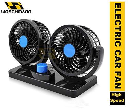 Woschmann - Mitchell 12V DC Electric Car Fan for Dashboad 360 Degree Rotatable Dual Head Car Auto Powerful 2 Speed Cooling Air Fan 2
