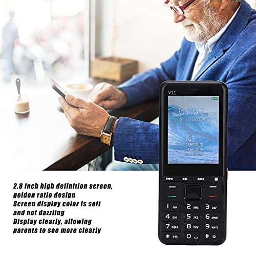 Unlocked Cell Phone, 2G GSM 3 SIM Cards 3 Standby Cell Phone, Backup Mobile Phone, 2.8 Inch Screen, Flashlight, Basic Feature Mobile Phone for Elderly, Kids(Black US Plug) 3