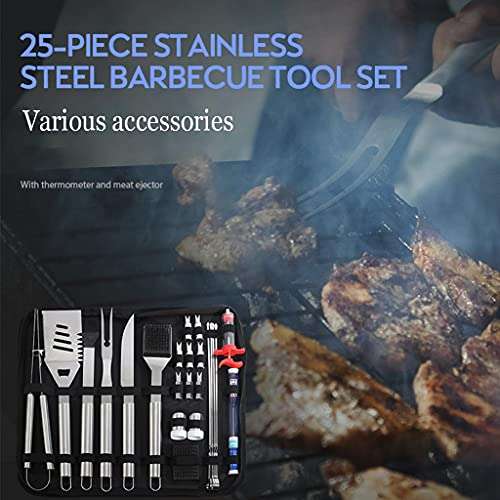 25-Piece Barbecue Set, Stainless Steel BBQ Combination Grill, Large-Size Cloth Bag Storage is More Convenient (Size : 43.523.55.5cm) 4