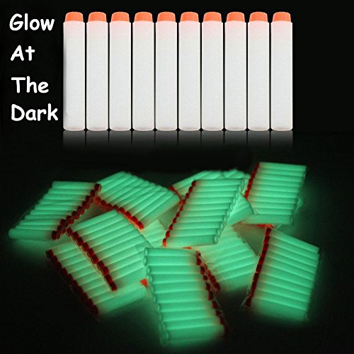 AMOSTING 100Pcs Refill Darts for Nerf N-Strike Elite Modulus Glow at Dark Bullets - White 3