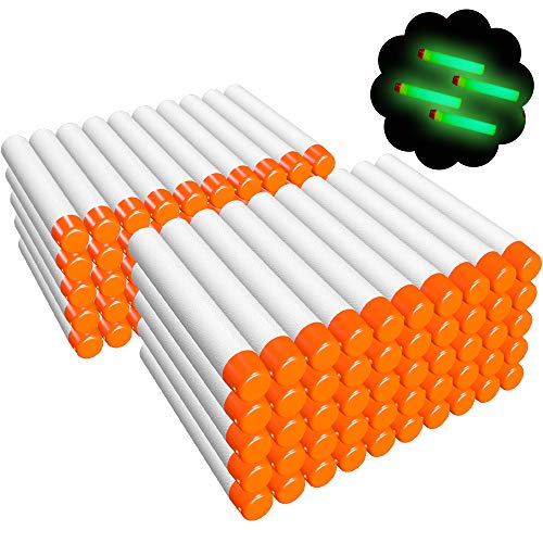 AMOSTING 100Pcs Refill Darts for Nerf N-Strike Elite Modulus Glow at Dark Bullets - White 2