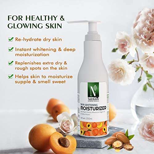 NutriGlow Gold Kesar Facial Kit (250gm+10ml) & Advanced Organics Whitening Moisturizer (200ml) For Perfect Glowing, Hydrating and Skin Tanning, Dark Spots and Freckles Treatment, All Skin Types, Pack of 2 6