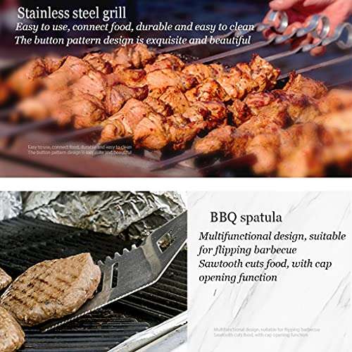 25-Piece Barbecue Set, Stainless Steel BBQ Combination Grill, Large-Size Cloth Bag Storage is More Convenient (Size : 43.523.55.5cm) 5
