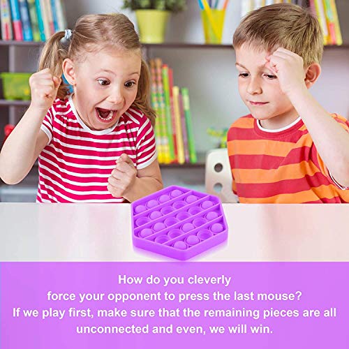 Pop It Fidget Toys, Push Pop Bubble Fidget Sensory Toy, Autism Special Needs Silicone Stress Relief Toy,Great Fidget Toy Sensory Toys Novelty Gifts for Girls Boys Kids (Hexagon Purple) 3