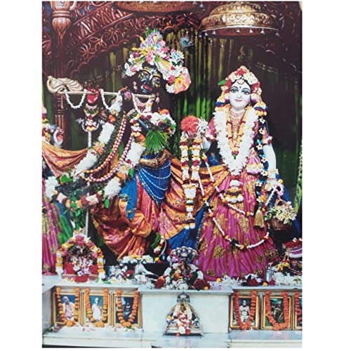Templeshop Mayapur Iskcon Radha Madhav Asta Sakhi Photo Frame,Made by ply Wood for Home & Temple Decoration Size 12/30 inches 4