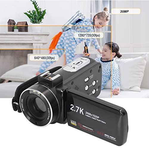 2.7K HD DV Camera, 3 Inch IPS Color Touch Screen Digital Camera, Anti Shake Zoom HD Camera, Remote Control 30MP Video Camera, Support Face Detection for Home Outdoor Picnic Camping 3