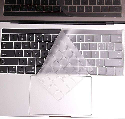 MXVOLT Keyboard TPU Skin for MacBook Pro with Touch Bar 15 Inch and 13 Inch (2016 2017 2018) Model: A1706, A1707, A1989, A1990 Clear, Transparent 3