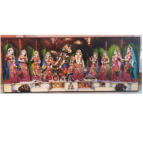 Templeshop Mayapur Iskcon Radha Madhav Asta Sakhi Photo Frame,Made by ply Wood for Home & Temple Decoration Size 12/30 inches 2