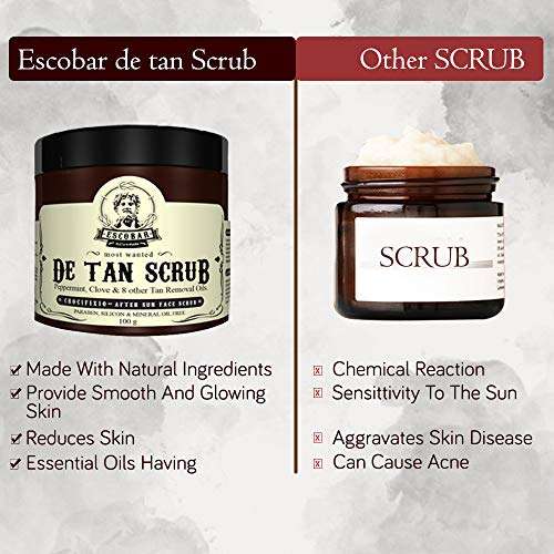 Escobar De Tan Face Scrub and De Tan Cream Face Pack For Removes Blackheads, Dark Spot & Pimple, Improve Skin Complexion, 200gm, Pack of 2 5