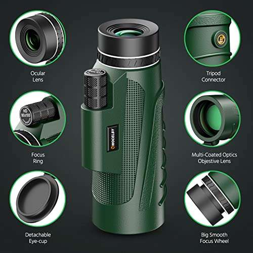 80X100 Monocular Telescope with Smartphone Holder & Tripod, WOCELBY 2022 High Power Prism Compact Monoculars for Adults Kids HD Monocular Scope for Bird Watching Hunting Hiking Concert Traveling 3