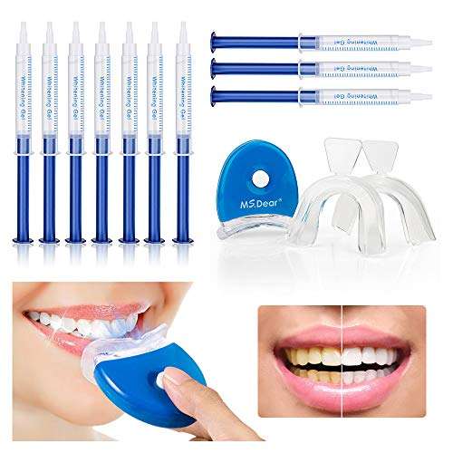 Teeth Whitening Gel Kit, MS.DEAR Dental Equipment 44% Peroxide Dental Bleaching System LED Light Oral Gel Kit Tooth Whitener 5