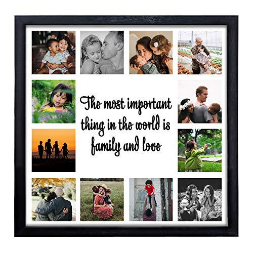 WhatsYourPrint Personalised Photo Collage Frames with Glass Top (Size 13x13 Inches, 12 Photos Black ) 2