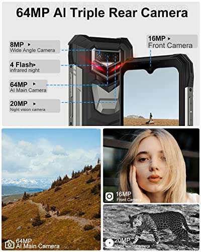 DOOGEE S89 PRO Rugged Smartphone(2022), 12000mAh Massive Battery Android 12 Rugged Phone Unlocked, 65W Fast Charging, 8GB+256GB IP68 Waterproof Cellphone, Night Vision, Breathing Light, NFC, Dual 4G 6