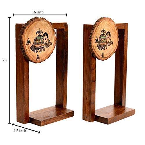 Aakriti Art Creations Wall Décor Brown Wooden Shelf, Set of 2 5
