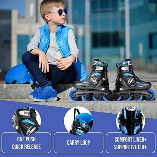 High Bounce Adjustable Inline Skate (Blue, Medium (2-5) ABEC 5) 4