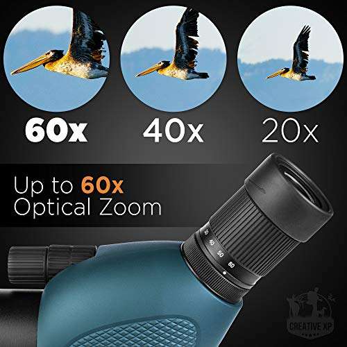 CREATIVE XP Spotting Scopes - 20x60 80mm ED Spotter Scope for Hunting, Target Shooting, Bird Watching, Astronomy - IP67 Waterproof Spotting Scope w/Photo Clicker, Tripod & Phone Adapter, Green 3