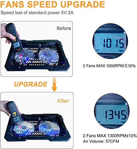 TopMate C302 10-15.6 Laptop Cooler Cooling Pad | Ultra Slim Portable 2 Quiet Big Fans 1300RPM with USB Line Built in | Simple and Easy Use Design 6