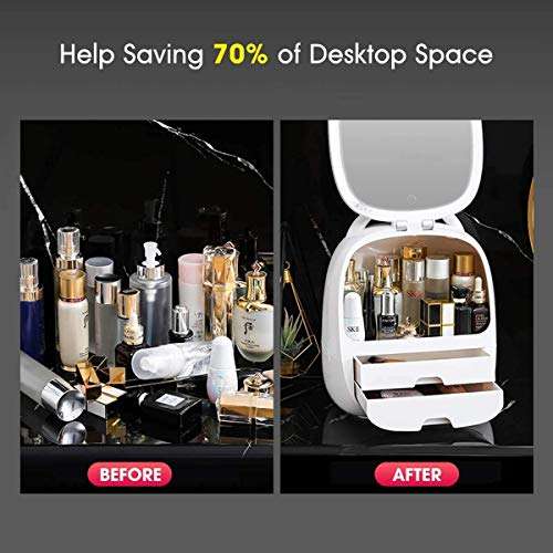 Juflix Smart Makeup Organizer Box, LED Display, Modern Jewelry and Cosmetic Storage Display Boxes with LED Lighted Mirror, Cosmetic Storage for Bathroom, Dresser, Vanity (XL, Multicolour) 5
