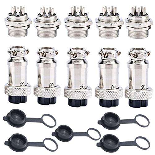 Aviation Connector Plugs, Lsgoodcare 30Pcs 16mm 8 Pin Din Female/Male Aviation Wire Connector Plug, AC 200V 5A GX16 Metal Chassis Connector Socket 2
