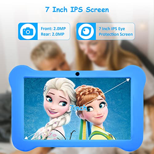 Tablet for Kids, 7 inch Kids Tablet Android 11 2GB +32GB Learning Tablet with IPS Eye Protection Screen Dual Cameras WiFi GMS Certified Kids-Proof Children Tablets Parent Control, Blue 4