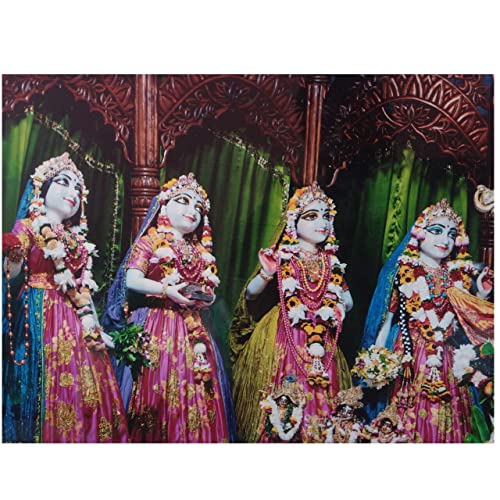 Templeshop Mayapur Iskcon Radha Madhav Asta Sakhi Photo Frame,Made by ply Wood for Home & Temple Decoration Size 12/30 inches 5