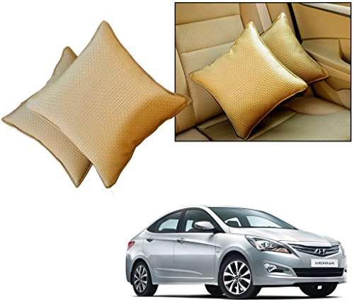 Autopearl Car Vastra Cushion Set Beige Color For Car & Home - Hyundai Verna Fluidic 4S - Set of 2Pcs 2