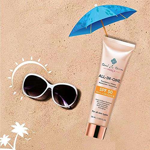 Teal & Terra Daily Use Sun Screen with SPF 50+ | Water Resistant | All-in-One Foundation | Primer | Moisturizer | Sweat and Water Resistant | Face Care Cream |100% Natural | Paraben Free | 30ml 6