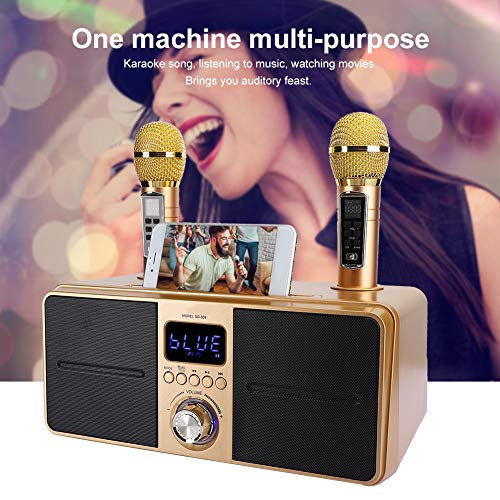 Bewinner1 KTV Kit Bluetooth Karaoke Speaker, Karaoke Equipment with Double Microphone for Home, AUX USB Universal Video Multipurpose Machine for Phone/Tablet/PC, 2 Wireless Karaoke Microphones(Oro) 3