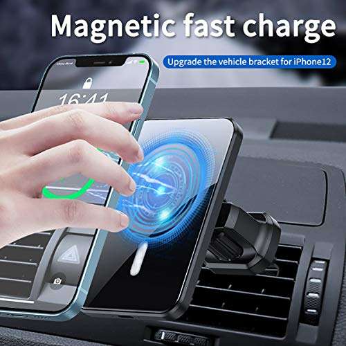 Magnetic Car Wireless Charger Mount, Automatic Magnetic Qi Fast Charging Car Air Vent Phone Stand Compatible with iPhone 12/12 Mini/12 Pro/12 Pro Max All Qi Devices (Black) 4