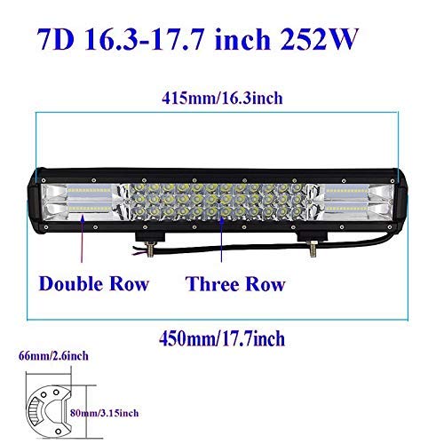 Woschmann Led Bar/Fog Light/Work Light Bar 84 Led 252 Watt 18 Inch Combo Beam Off Road Driving Lamp 1 Pc Universal Fitting Cars Tripple Row 4