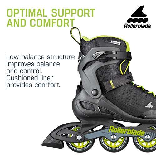 Rollerblade Zetrablade Elite Men's Adult Fitness Inline Skate, Black and Lime, Performance Inline Skates, 10 4
