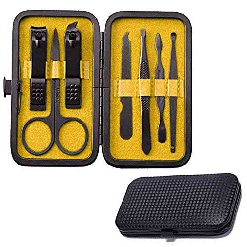 Brain Freezer 7 in 1 Stainless Steel Nail Scissors Manicure Grooming Kit Set, Black, 100 g 2