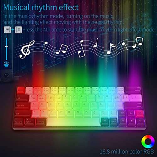 KOqwez33 Portable Advanced Keyboard for Notebook Computer, AK61 Gaming Keyboard RGB Backlit Wide Compatibility Comfortable E-Sports Type-C Mechanical Keyboard for Home - Red Axle 4