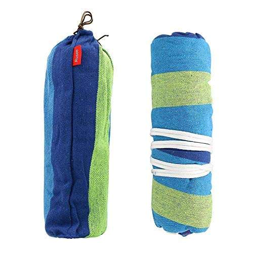 TALLIN Outdoor Double Person Ultra Light Camping Hammock, Portable Hammock Cotton Swing for Back Packing Set of 1(Blue-Green Miv ) 2