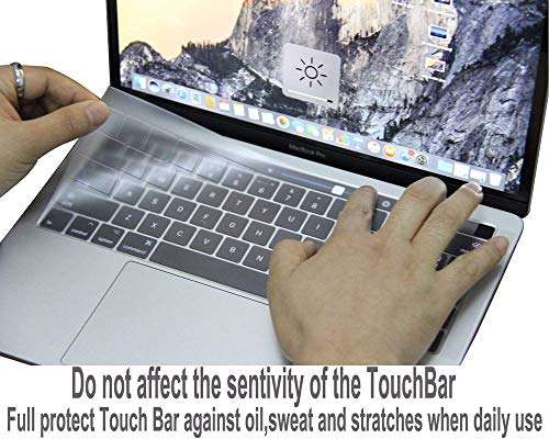 MXVOLT Keyboard TPU Skin for MacBook Pro with Touch Bar 15 Inch and 13 Inch (2016 2017 2018) Model: A1706, A1707, A1989, A1990 Clear, Transparent 5