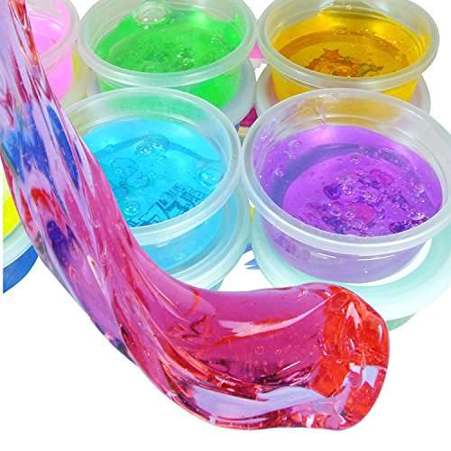 RD Zoom Enterprises Crystal Clay and Slimes Multi-Colour Non-Toxic Clear Crystal Slimes Set of 6 5