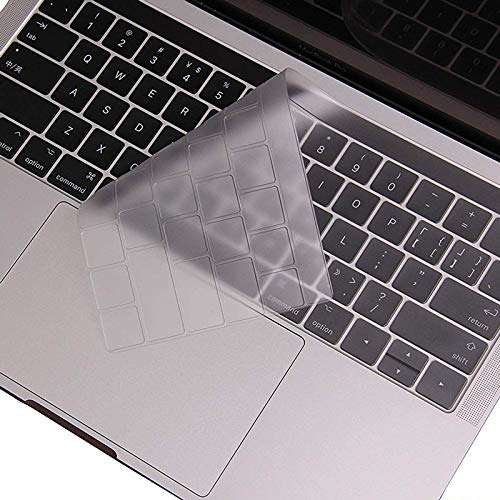 MXVOLT Keyboard TPU Skin for MacBook Pro with Touch Bar 15 Inch and 13 Inch (2016 2017 2018) Model: A1706, A1707, A1989, A1990 Clear, Transparent 2
