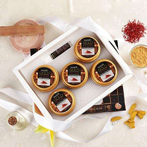 NutriGlow Gold Kesar Facial Kit (250gm+10ml) & Advanced Organics Whitening Moisturizer (200ml) For Perfect Glowing, Hydrating and Skin Tanning, Dark Spots and Freckles Treatment, All Skin Types, Pack of 2 5