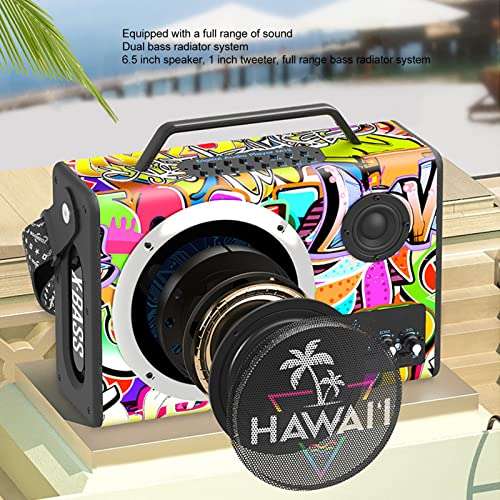 Bewinner Wireless Bluetooth Speakers with Wired Microphone, Cartoon Doodle Outdoor Portable Party Speakers, Strong Bass Effects Outdoor Wireless Speaker for Outdoor Dance Performance 4