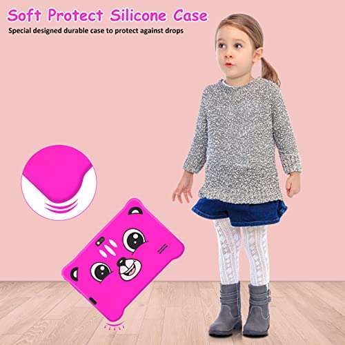 Kids Tablet, 7 inch Tablet for Kids Toddler Tablet Android 11 2GB+32 GB Learning Tablet IPS Screen WiFi GMS Certified Kids-Proof Parent Control, Pink 4