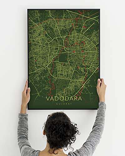 Recollection Vadodara City Map Art Print Poster A3 Size WITHOUT FRAME Wall Decor for Home Office Restaurant Hotel Interior Decoration (Color 5) 3