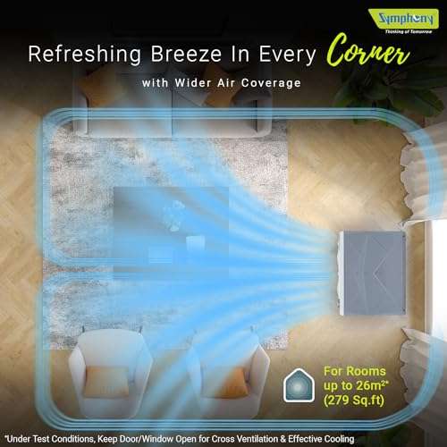 Symphony Jumbo 95XL+ Desert Air Cooler for Home with Honeycomb Pads, Powerful Fan, and Cool Flow Dispenser (95L, White) 4