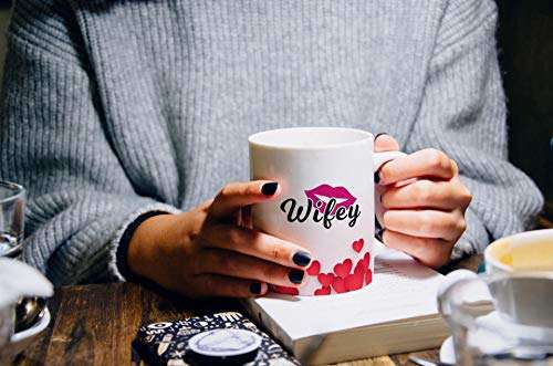 Purezento "Hubby Wifey Heart" Couple Ceramic Tea/Coffee Mug for Valentine Day Gift for Girlfriend, Boyfriend,Husband and Wife,Friends,Anniversary,Hubby Wifey,Birthday ,Set of 2 3