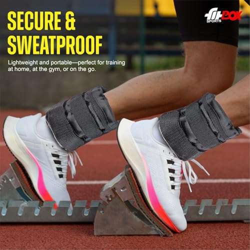 FitBox Sports Adustable Ankle Weight 5Lbs - 2.25kg (1.13kg x 2) With Removable 5 Weight Bags for Training, Running, Boxing, Jogging, Cycling 5