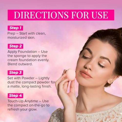 Coloressence Twinglow 2-in-1 Cake Foundation & Compact Powder with Free Application Puff | Fair to Medium 20gm 5