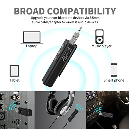 SZMDLX Bluetooth 5.0 Receiver, Portable Clip Wireless Audio Aux Adapter Bluetooth Car Kit (Voice Assitant, A2DP, Built-in Microphone for Home Car 3