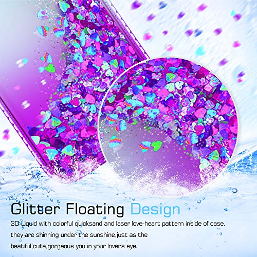 LeYi Compatible with Galaxy S7 Edge Case (Not Fit S7) with 3D Pet Screen Protector[2PCS] for Girls Women, Glitter Shiny Diamond Clear Phone Case for Samsung Galaxy S7 Edge, Teal/Purple 4
