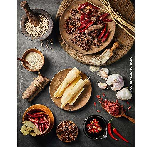 Bcolorpic Food Photography Backdrops 2 Pack Kit 22x35Inch/ 56x88cm Flat Lay Double Sided Black Photo Background Rolls for Product Tabletop Props Pictures, 4 Patterns 5