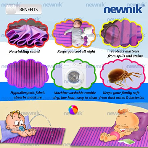 NEWNIK Cozymat Broad Stripy Soft, Waterproof, Reusable MAT/UNDERPAD/Absorbent Sheets/Mattress Protector (Large(100CM140CM), Lavender) 6