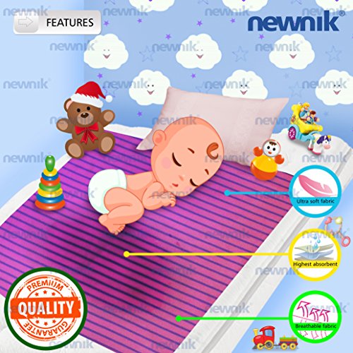 NEWNIK Cozymat Broad Stripy Soft, Waterproof, Reusable MAT/UNDERPAD/Absorbent Sheets/Mattress Protector (Large(100CM140CM), Lavender) 4